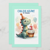 ディノターニング3誕生日 招待状 (正面/裏面)