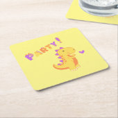 ディノダニのパーティーでおもしろいに轟音！ スクエアペーパーコースター (アングル)