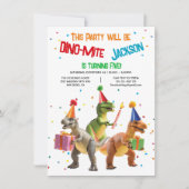 ディノダニ恐竜のおもちゃ誕生日パーティー 招待状 (正面)