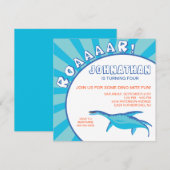 ディノダニ恐竜招待状-青 招待状 (正面/裏面)