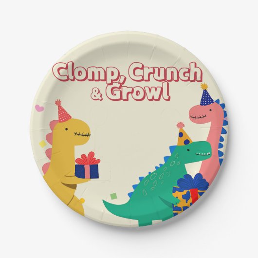 ディノダニ誕生日招待状 ペーパープレート (正面)