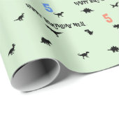 ディノテーマオンミントグリーンキッズ誕生日ギフト ラッピングペーパー (ロールコーナー)