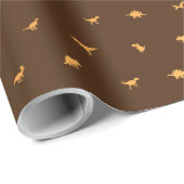 ディノテーマ子供へ誕生日、オレンジ・オン・ブラウン ラッピングペーパー (ロールコーナー)