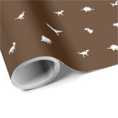 ディノテーマ子供へ誕生日、ホワイトオンブラウン ラッピングペーパー (ロールコーナー)