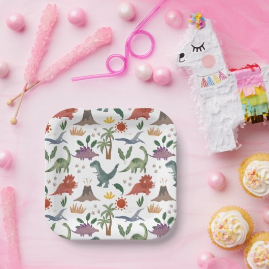 ディノデリツよくはしゃぐ恐竜パーティー紙プレート ペーパープレート (パーティー)