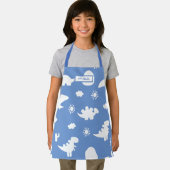 ディノドードルシルエット子供たち恐竜ブルーエプロン エプロン (インサイチュ)