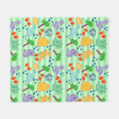 ディノドードルズブランケット – かわいい恐竜 フリースブランケット (正面(横))