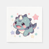 ディノパステル恐竜ベビーシャワー スタンダードカクテルナプキン (正面)