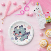 ディノパステル恐竜ベビーシャワー ペーパープレート (パーティー)