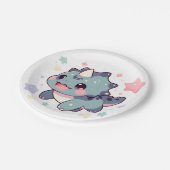 ディノパステル恐竜ベビーシャワー ペーパープレート (アングル)
