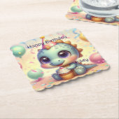 ディノパーソナライズされたデライト紙コースター ペーパーコースター (アングル)