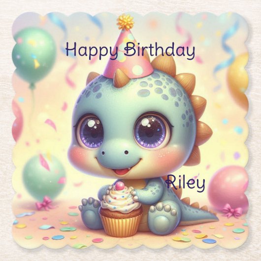 ディノパーソナライズされたデライト紙コースター ペーパーコースター (正面)