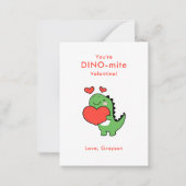 ディノパーソナライズされたハートバレンタインデー ノートカード (正面)