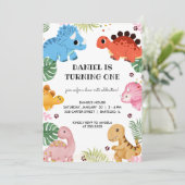 ディノパーティーかわいい恐竜の誕生日パーティーの招待状 招待状 (スタンド正面)