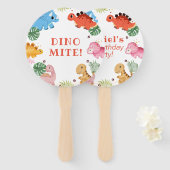 ディノパーティーかわいい恐竜の誕生日パーティー ハンドファン (正面&裏面)