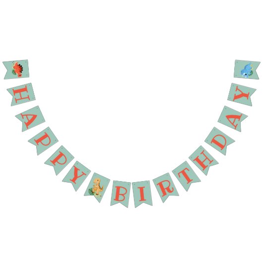 ディノパーティーかわいい恐竜の誕生日パーティー バンティングフラッグ (全)