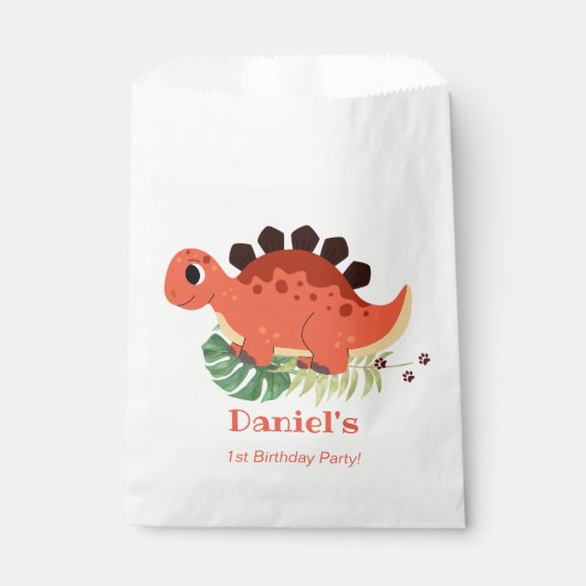 ディノパーティーかわいい恐竜の誕生日パーティー フェイバーバッグ (正面)