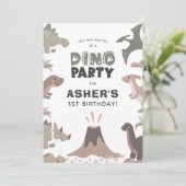 ディノパーティーかわいい恐竜の誕生日パーティー 招待状 (スタンド正面)