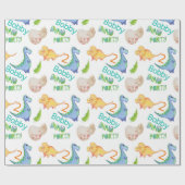 ディノパーティーかわいい恐竜誕生日少年の名前&年齢 ラッピングペーパー (フラット)