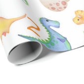 ディノパーティーかわいい恐竜誕生日少年の名前&年齢 ラッピングペーパー (ロールコーナー)