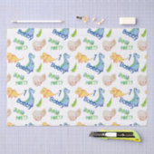 ディノパーティーかわいい恐竜誕生日少年の名前&年齢 薄葉紙 (クラフト)