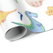 ディノパーティーかわいい恐竜誕生日少年パーソナライズ ラッピングペーパー (ロールコーナー)