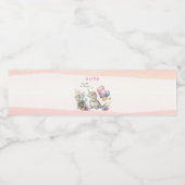 ディノパーティーウォーターカラーガールピンク誕生日 ペットボトルラベル (シングルラベル)