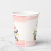 ディノパーティーウォーターカラーガールピンク誕生日 紙コップ (右)