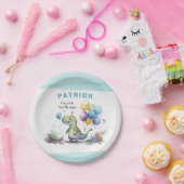 ディノパーティーウォーターカラーボーイブルー誕生日 ペーパープレート (パーティー)