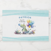 ディノパーティーウォーターカラーボーイブルー誕生日 リキュールボトルラベル (シングルラベル)