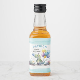 ディノパーティーウォーターカラーボーイブルー誕生日 リキュールボトルラベル
