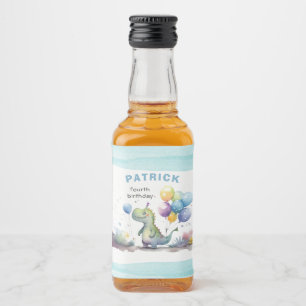 ディノパーティーウォーターカラーボーイブルー誕生日 リキュールボトルラベル