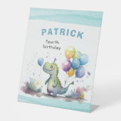 ディノパーティーウォーターカラーボーイブルー誕生日 台座サイン (正面)