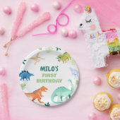 ディノパーティーカラフル恐竜誕生日紙プレート ペーパープレート (パーティー)