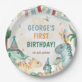 ディノパーティーキュート恐竜ファースト誕生日 ペーパープレート (正面)