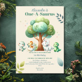 ディノパーティーキュート恐竜ファースト誕生日 招待状