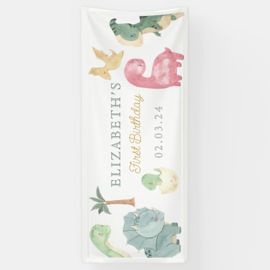 ディノパーティーディノダニ誕生日ウェルカム 横断幕 (縦)