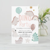 ディノパーティーピンク恐竜ガール1st誕生日 招待状 (スタンド正面)