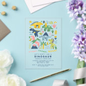 ディノパーティーモダンキュート恐竜4誕生日 アクリル招待状 (インサイチュ (ウェディング))