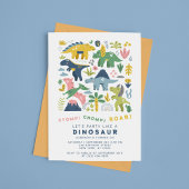ディノパーティーモダンキュート恐竜6誕生日 招待状