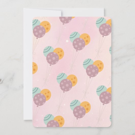 ディノパーティーラーワーピンク1歳の誕生日 招待状 (裏面)