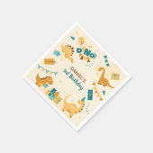 ディノパーティー。キュートな恐竜の三歳の誕生日 スタンダードカクテルナプキン (角)