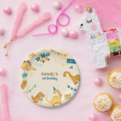 ディノパーティー。キュートな恐竜の三歳の誕生日 ペーパープレート (パーティー)