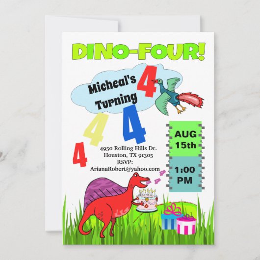 ディノフォーデュオラウンボーイズフィヨンバースデー招待状 招待状 (正面)