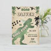 ディノフォーTレックス恐竜4th誕生日パーティー招待状 招待状 (スタンド正面)