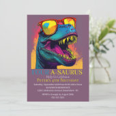 ディノブルーパーティー4th恐竜誕生日招待状 招待状 (スタンド正面)