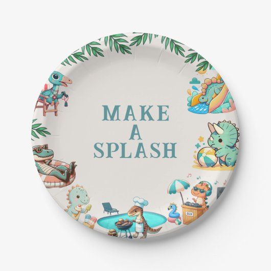 ディノプールパーティー誕生日 ペーパープレート (正面)