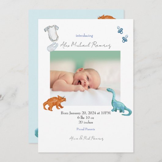 ディノベビー誕生発表 案内状 (正面/裏面)