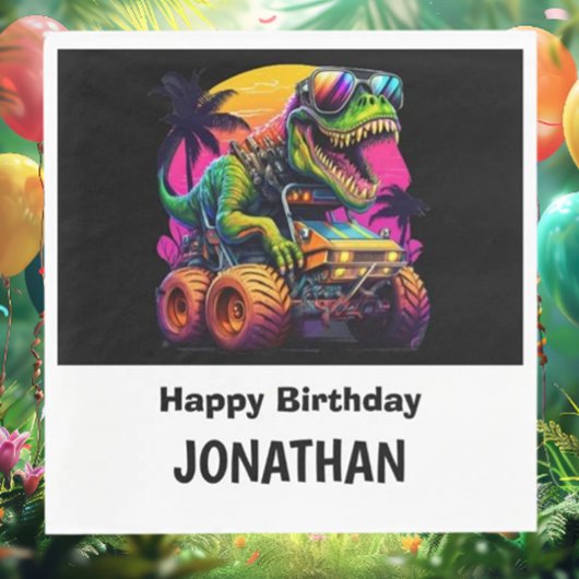 ディノマイトモンスタートラック誕生日パーティー スタンダードランチョンナプキン