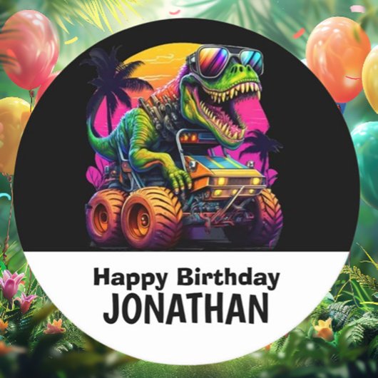 ディノマイトモンスタートラック誕生日パーティー ラウンドペーパーコースター